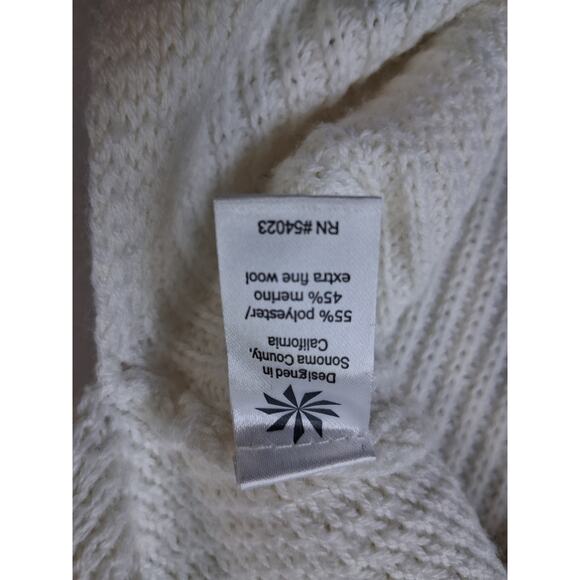 Athleta Merino Wool Blend Womens Sz Medium Chunky Ribbed Cream Crewneck Sweater - Picture 6 of 12